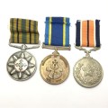 3 Medals issued to Warrant Officer J Cloete 75 year Faithful service and General service