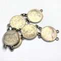 1896 ZAR Paul Kruger Sixpences made into bracelet - clasp must be fixed