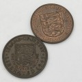 Lot of 4 x 1/12th of a shilling Jersey coins - 1931, 1935, 1945 and 1964