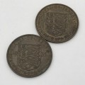 Lot of 4 x 1/12th of a shilling Jersey coins - 1931, 1935, 1945 and 1964