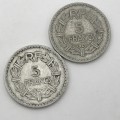 Lot of 6 France aluminum coins dated between 1941 and 1949