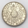 1907 G Deutsches Reich Baden silver 2 Mark