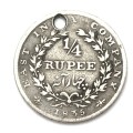 1835 East India Company silver Quarter Rupee - holed