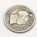 1835 East India Company silver Quarter Rupee - holed