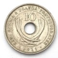 1911 H East Africa and Uganda 10 cent - AU - holed