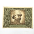 German Colonial commorative 75 Pfennig notgeld note with picture of Herman Von Wissmann