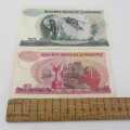 Set of Zimbabwe banknotes $2, $5, $10 and $20 - All used