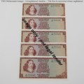Lot of 5 TW de Jongh 3rd issue R1 notes - uncirculated with consecutive numbers