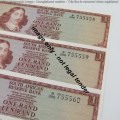 Lot of 5 TW de Jongh 3rd issue R1 notes - uncirculated with consecutive numbers