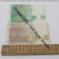 RSA Mboweni 1st issue R10 and R20 banknote - UNC but slightly impaired