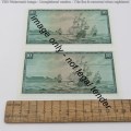 Pair of TW de Jongh 3rd issue R10 notes - Consecutive - UNC - C331 # 978178 - 978179
