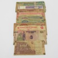 Lot of 10 well used Africa bank notes