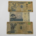 Lot of 10 well used world bank notes