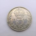 1906 Great Britain 3 Pence - AU but scratched obverse