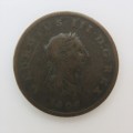 1806 Great Britain half penny with misaligned 6 of 1806