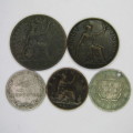 Lot of 5 coins each coin over 100 years old