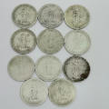 Lot of 11 South Africa George V One Shillings