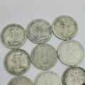 Lot of 11 South Africa George V One Shillings