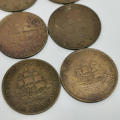 Lot of 6 SA Union George 5 half pennies 1928,1929,1931,1932,1934,1936
