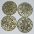 Lot of 4 British half crowns - 1947, 1948, 1949 and 1950 - use as fillers for SA coins