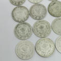 Lot of 14 South African George 6 sixpence coins - all different