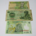 Lot of 10 laminated bank notes from all over