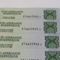 South Africa CL Stals R10 lot of 5 bank notes with consecutive numbers
