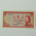 Rhodesia one pound banknote 21st September 1964 - Very Fine - with folds and creases