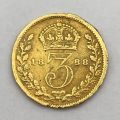 Great Britain 1888 three pence in 18 kt gold - weighs 2,4 g