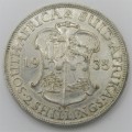 South Africa 1935 Silver George V 2 shilling florin EF+ / AU