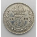 Great Britain Edward 7 silver 3d 1902 XF