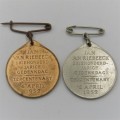 Pair of Van Riebeeck 1952 300 Years medallions in different metals