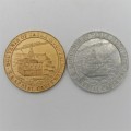 Pair of medallions 1929 for the opening of Table Mountain Cableway in different metals