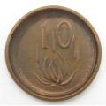 South Africa 1965 Ten cent struck on 2 cent planchet