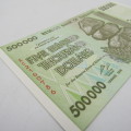 Zimbabwe Uncirculated Consecutive  numbered set of 4 x $500 000 banknotes