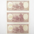 Chile 1962-1975 1 Escudo banknote - Lot of 3 - different signatures (one UNC / 2x AU)