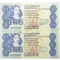 Lot of 5 Gerhard du Kock R2 banknotes with consecutive numbers