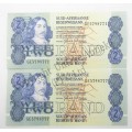 Lot of 7 Gerhard de Kock R2 banknote with consecutive numbers - 1984