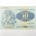 Estonia 1937 AU+ (UNC with slight fold) 10 Krooni