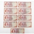 TW de Jongh lot of 9 x R1 banknotes in sequence - 3rd issue