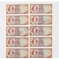 Lot of 10 TW de Jongh R1 banknotes - 1975 Third issue