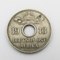 German East Africa 5 Heller 1913 J VF+