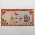 Rhodesia 1977 Two dollars banknote - VF+ Rhodesia watermark