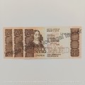 Lot of 3 GPC de Kock R20 banknotes - unused - some creases