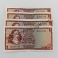 Lot of 4 TW de Jongh Banknotes - all different - 1967, 72, 73 & 75 Issue - all Au condition