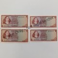 TW de Jongh 4x 1st,2nd & 3rd Issue R1 notes of different years 1967, 1972,1973 & 1975