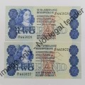 GPC de Kock 2nd issue Lot of 2 uncirculated banknotes with consecutive numbers A5/27