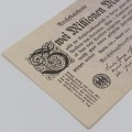 Banknotes Germany 2 Million Mark - 1923 inflation note - uncirculated - Maeander Ribbon watermark
