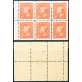 Canada - 1949 - 51 - Geo VI - 4c vermillion full marginal booklet pane of 6 stamps fine mint . 423 c
