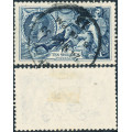 Great Britain - 1934 - Re-Engraved Seahorses - 10s indigo fine used light parcel pmk . SG 452 .